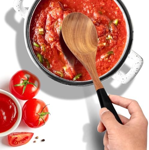 2 Large Wooden Spoons for Cooking Non Toxic Mixing Wood Serving Spoon