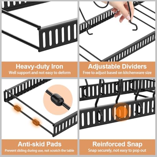 Housolution Pot and Pan Lid Organizer Holder, Black