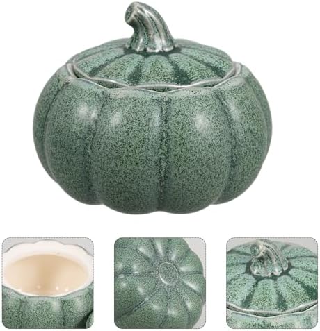Hemoton Ceramic Pumpkin Soup Bowl with Lid, 5oz (150ml) Pumpkin Shape