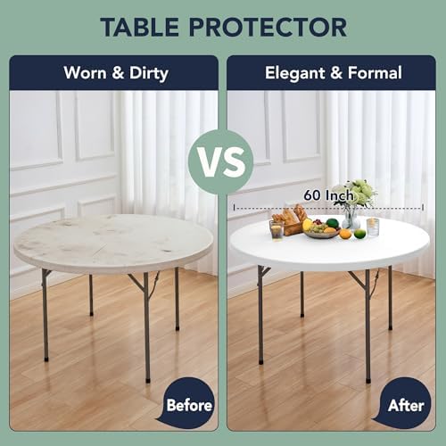 Fitted Table Cloth Round Cover, Non-Slip Elastic Edge, 6-Pack