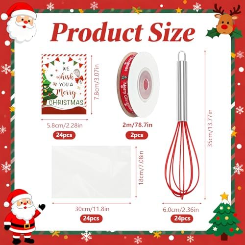24 Sets Christmas Whisk Gift Sets Xmas Party Favors Includes 10 Inch