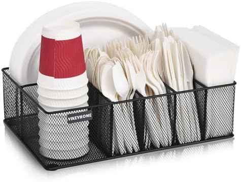 Paper Plate Organizer for Countertop, Black
