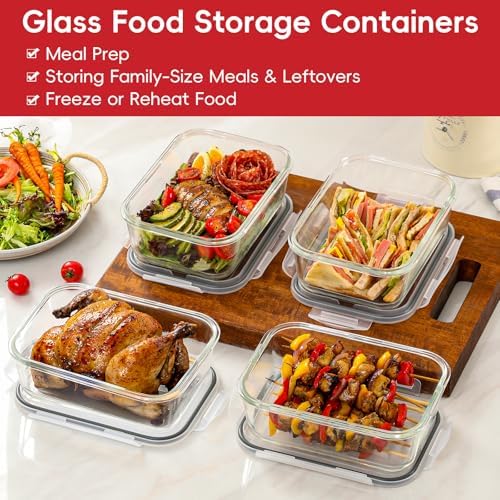 4 Pack 63oz Large Glass Storage Containers with Lids