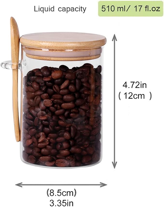Glass Jar with Bamboo Lid and Spoon, 3 Pack 16 OZ Tea Containers - Image 2