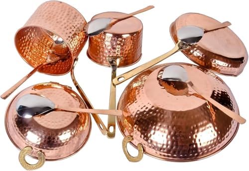Hammered Copper Cooking and Serving Set, 10-Piece Traditional Kitchen