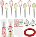 8 Sets 10 Inch Christmas Whisks Gifts with Ribbons Greeting Cards