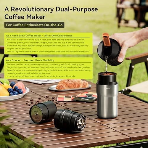 Portable Pour Over Coffee Maker with Rechargeable Electric Grinder