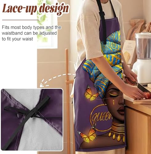Aprons For Women With Pockets African Art Apron Black Girl Kitchen