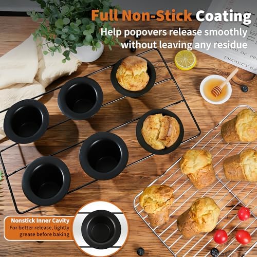 2 Pack Popover Pans with Cooling Rack, Nonstick Yorkshire Pudding Tin