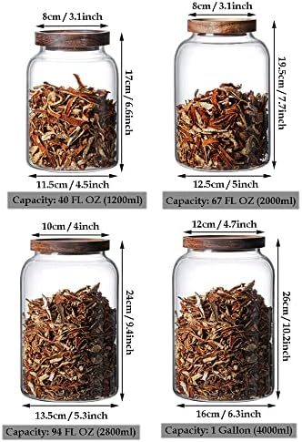 Large Glass Jars with Airtight Wooden Lid, Food Storage Glass