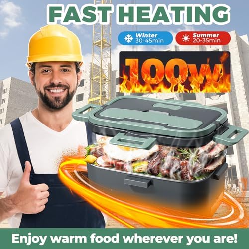 100W Electric Lunch Box for Adults 1.8L Portable Heated Lunch Box