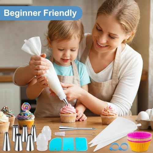 22pc Reusable Piping Bags and Tips Set -Cotton Pastry Bags, piping kit