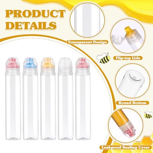 5 Pack Honey Plastic Bottles Mini Squeeze Containers Jars for Sauces