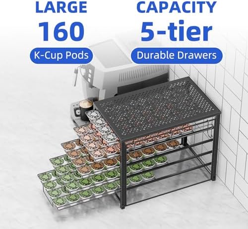 Simple Trending 5 Tier Coffee Pod Holder for K Cup, 160 Pod Pack