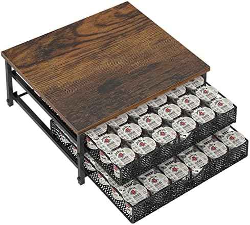 Coffee Pod Holder for Counter, Coffee Pod Drawer for K Cup Storage Drawer Holder, 72 Capacity Pods Storage Organizer Cups Capsule with Sliding Baskets