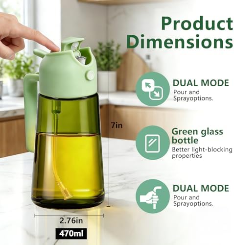 2-Pack Olive Oil Sprayer and Dispenser Bottle