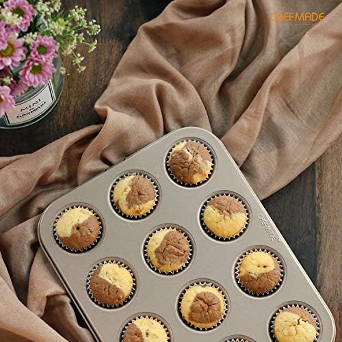 CHEFMADE Mini Muffin Pan, 12-Cavity Non-Stick Mini Cupcake Pan