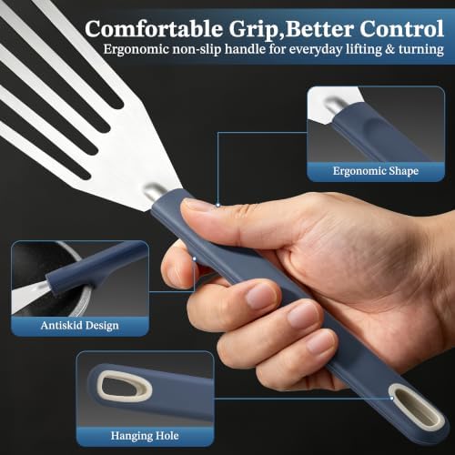 2Pcs Silicone Fish Spatula for Nonstick Cookware,Slotted Turner for