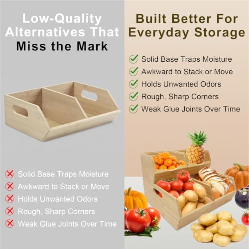 Fruit and Vegetable Storage Bin for Pantry & Kitchen Counter