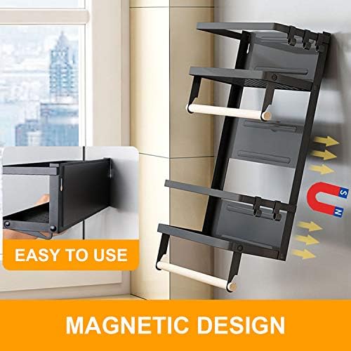 EASTTOWEST 4-Tier Magnetic Shelf for Refrigerator, Matte Black