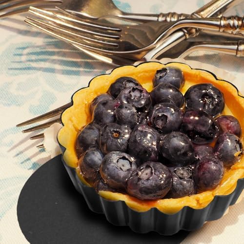 6 Pack Mini Tart Pans 4 Inch with Removable Bottom Round Non-stick