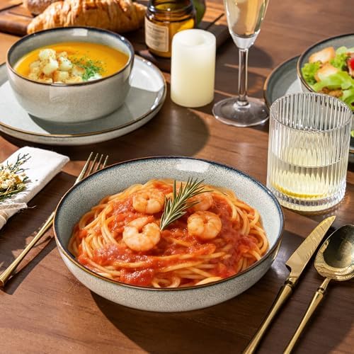 GBHOME Dinnerware Sets for 8, 32 Pieces Ceramic Plates and Bowls Set