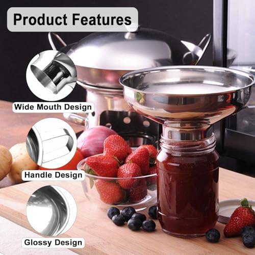 Stainless Steel Food Canning Funnels for Kitchen Use,Wide Mouth Funnel