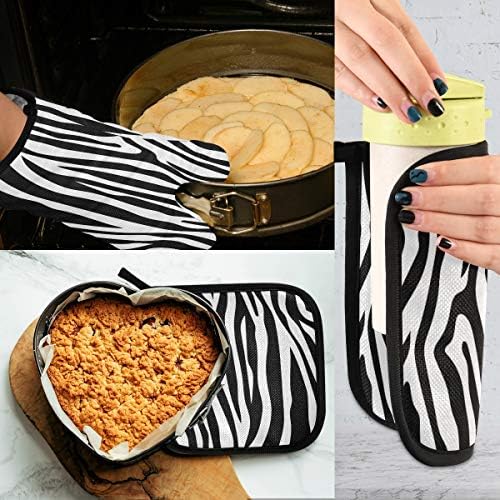 QMXO Animal Zebra Skin Stripes Pattern Oven Mitts Quilted Cotton