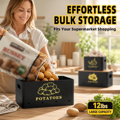 Orionstar Potato and Onion Storage Bins, 2X Bulk Capacity, 3 Pack