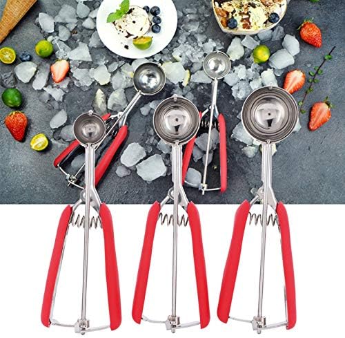 3PCS Ice Cream Scoop Cookies Scoop Set TPR wrapped handle Stainless