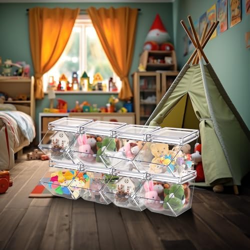 Yerliker 8 Pcs Clear Stackable Storage Bins with Lids for Pantry