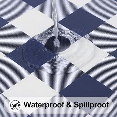 Smiry 36"-44" Picnic Table Cloth, Flannel Backed Vinyl Fitted