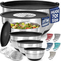 Priority Chef 6pc Stainless Steel Mixing Bowls with Lids Set, 7 Qt