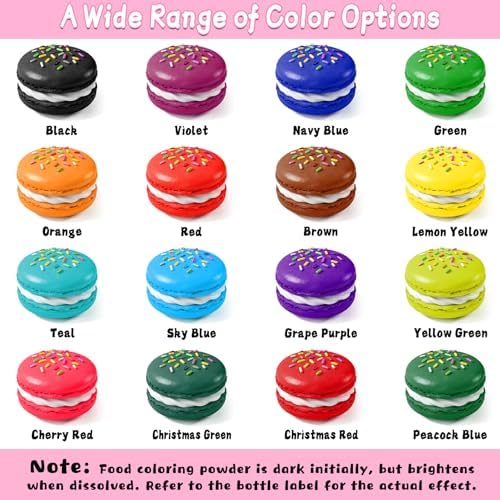 Food Coloring Powder, 16 Colors, 5g/Bottle