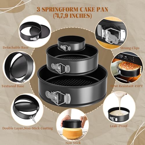 131Pcs Springform Pan Cake Pan Sets for Baking Non-Stick Cake