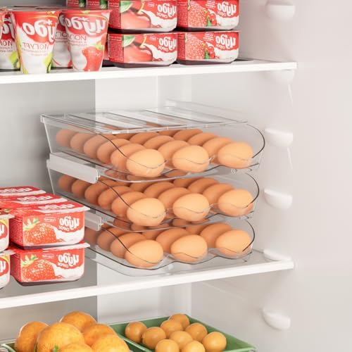 2 Pack Automatic Rolling Egg Holder for Fridge, 36 Eggs