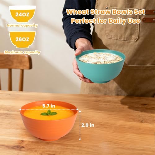 Homienly Plastic Bowls Alternative, Unbreakable Wheat Straw Cereal