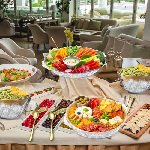 4 Set Gold Chilled Serving Tray and Dip Bowl for Parties, Chilled