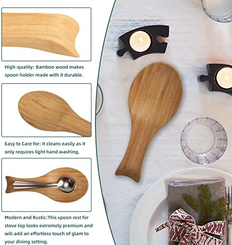 Spoon Rest for Stove Top, Bamboo Wood Spoon Holder for Kitchen