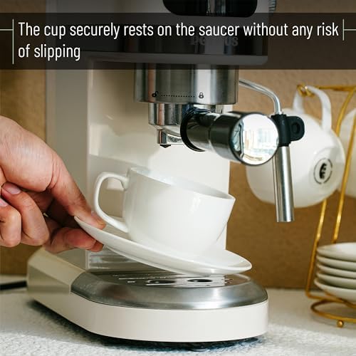 BTaT- Cappuccino Cups with Saucers 8 oz, Set of 12, White Porcelain