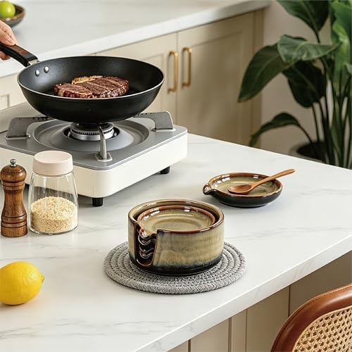 Set of 4 Ceramic Spoon Rests with Holder, Elegant Design for Kitchen