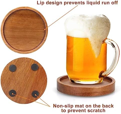 Wooden Coaster Set of 6 Coffee Table Decor Bar Cup Drink Coasters