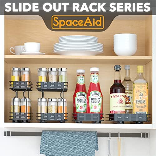 SpaceAid Pull Out Spice Rack Organizer for Cabinet, Heavy Duty Slide