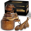 8 Piece Wooden Measuring Cups and Spoons set - Solid Acacia Wood with