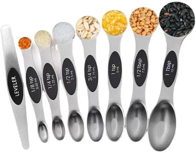 Magnetic Stackable 430 Stainless Steel Dual‐End Measuring Spoons Set