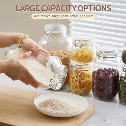 ODBCYWM 34oz Glass Food Storage Jars with Airtight Lids, Set of 4