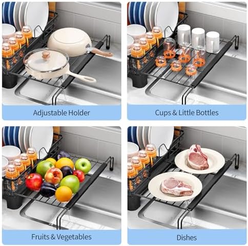 TOOLF Expandable Over-Sink Dish Drying Rack, Black