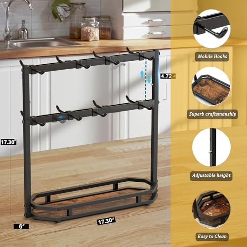 Coffee Mug Holder with Movable Hooks,16 Capacity Coffee Cup Holder for