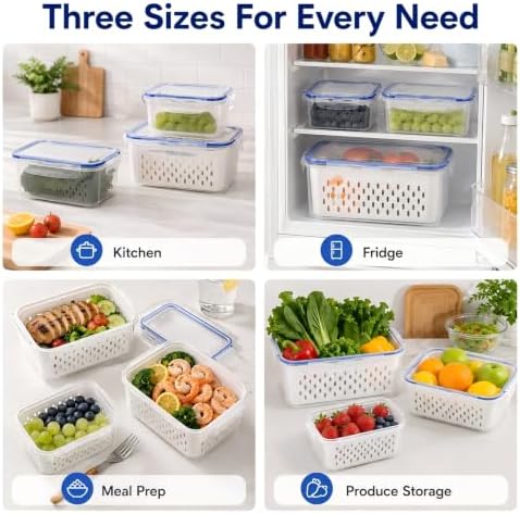 3 Pcs Fruit Storage Containers for Fridge