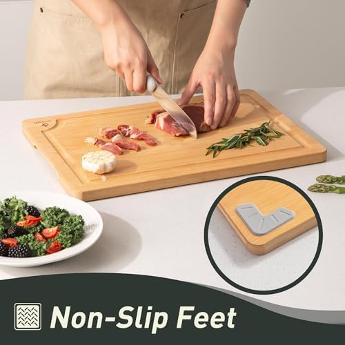 Extra Large Bamboo Board Charcuterie Non Slip Feet Over Sink Wooden